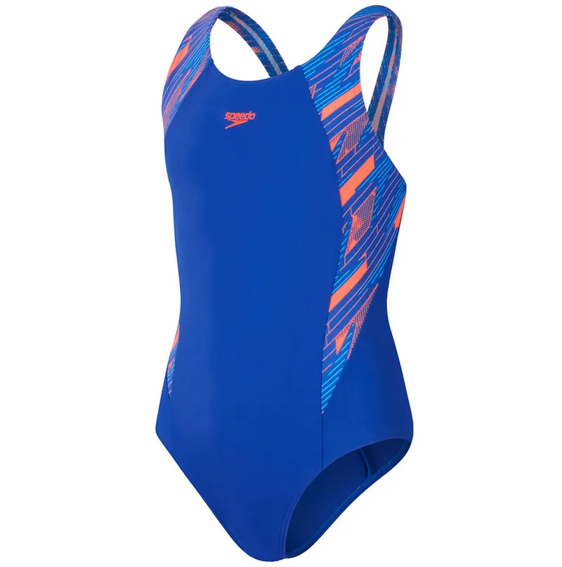 Speedo Girls HyperBoom Splice Muscleback Swimsuit Blue/Red