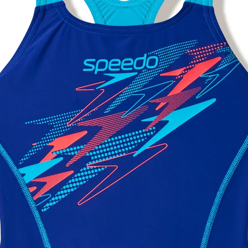 Speedo Girls Medley Logo Medalist Swimsuit Night Watch/ Hyper Teal-6
