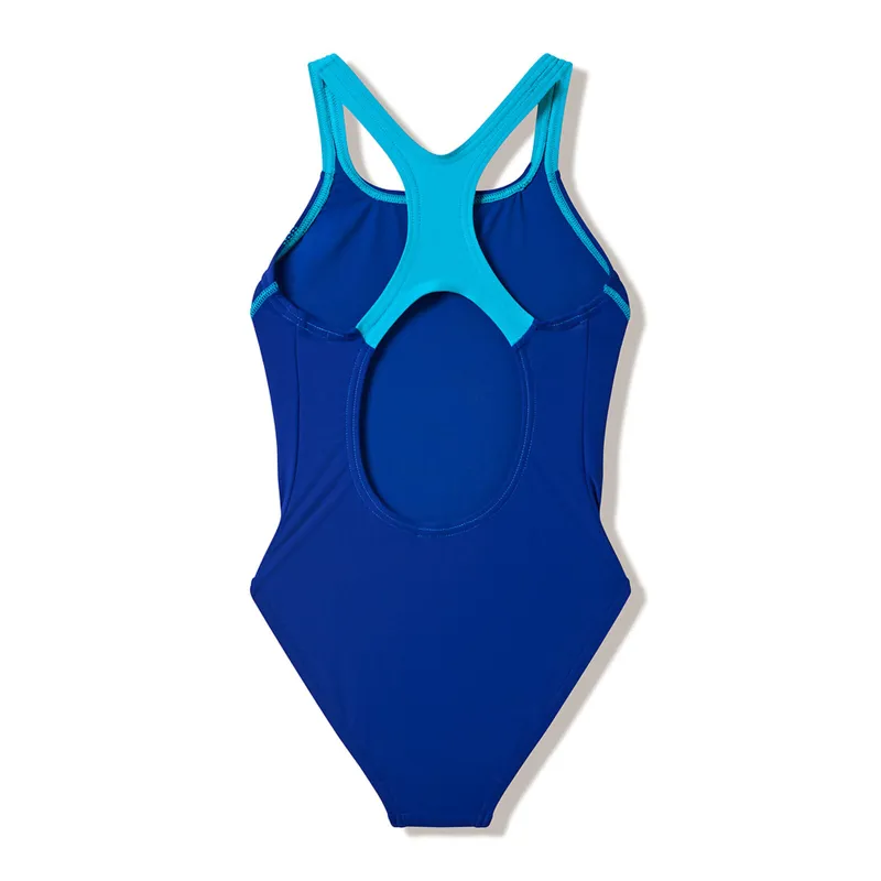 Speedo Girls Medley Logo Medalist Swimsuit Night Watch/ Hyper Teal-1