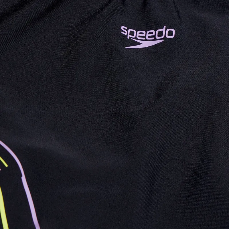 Speedo Girls Placement Muscleback Swimsuit Black/Purple-4