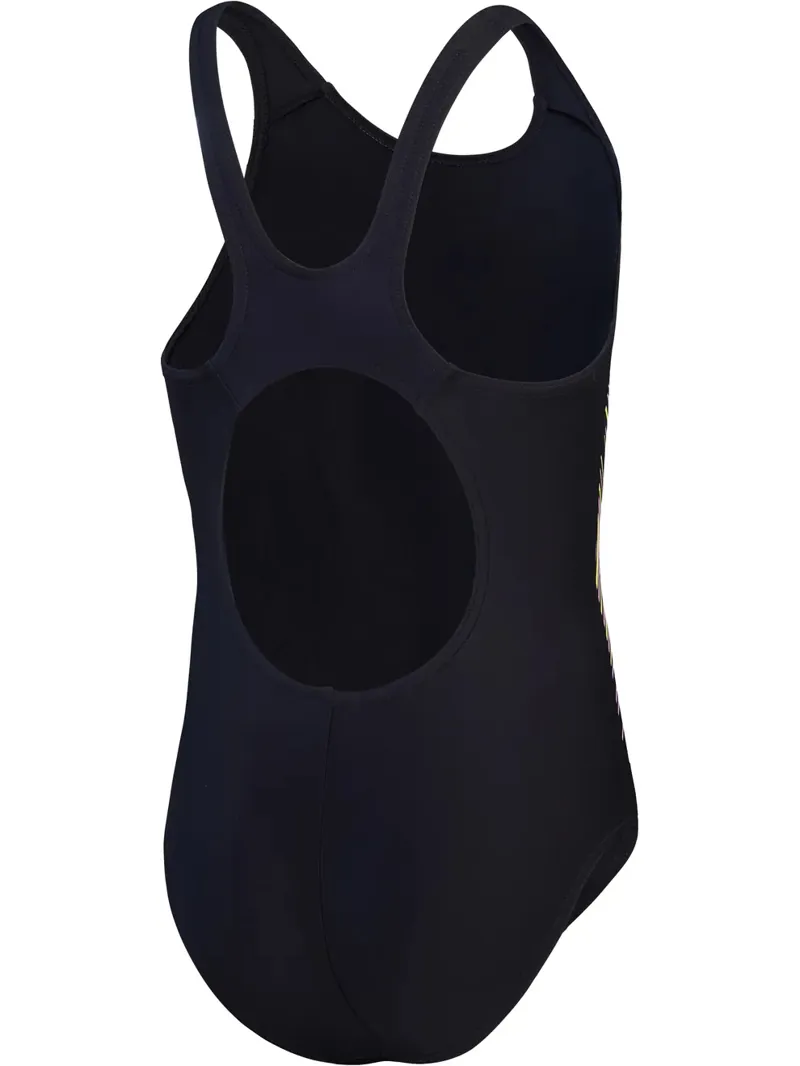 Speedo Girls Placement Muscleback Swimsuit Black/Purple-1