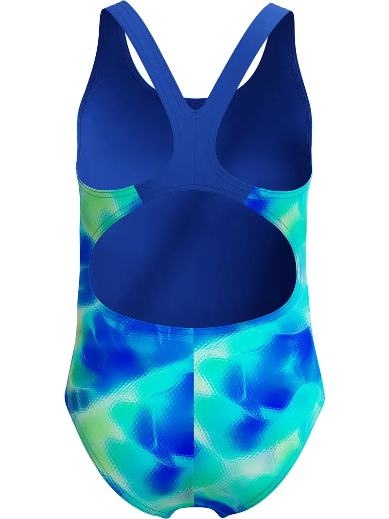 Speedo Girls Printed Splashback Swimsuit Blue/Green-1