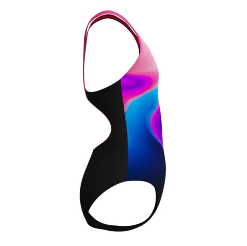 Speedo Girls Printed Splashback Swimsuit Dark Pink/Black-4