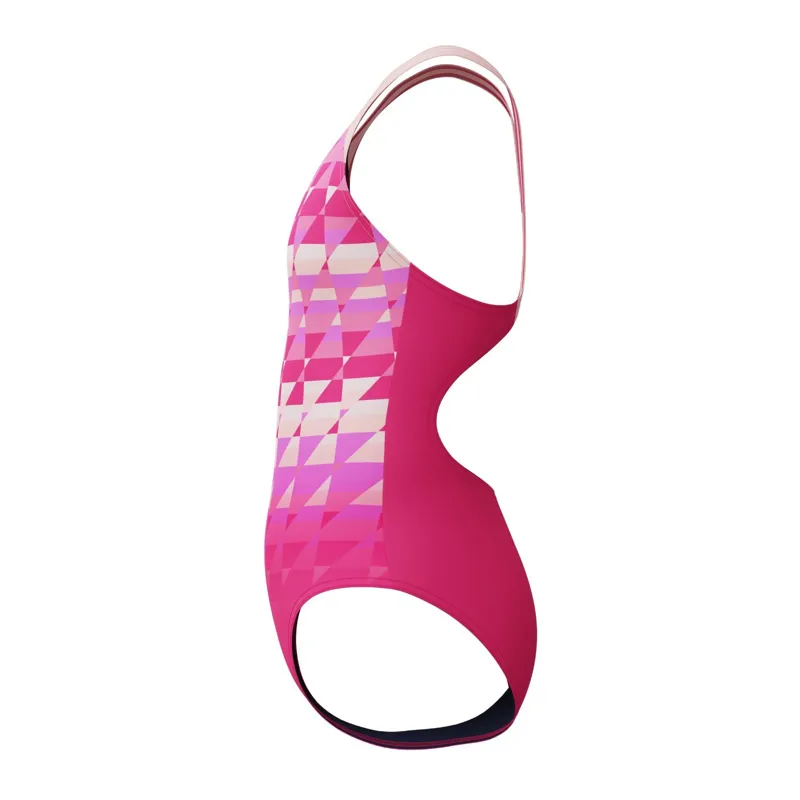 Speedo Girls Printed Splashback Swimsuit Dark Pink-5