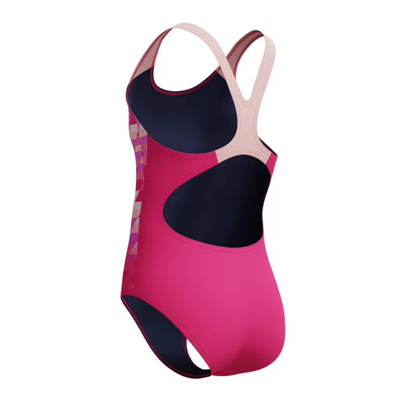 Speedo Girls Printed Splashback Swimsuit Dark Pink-4