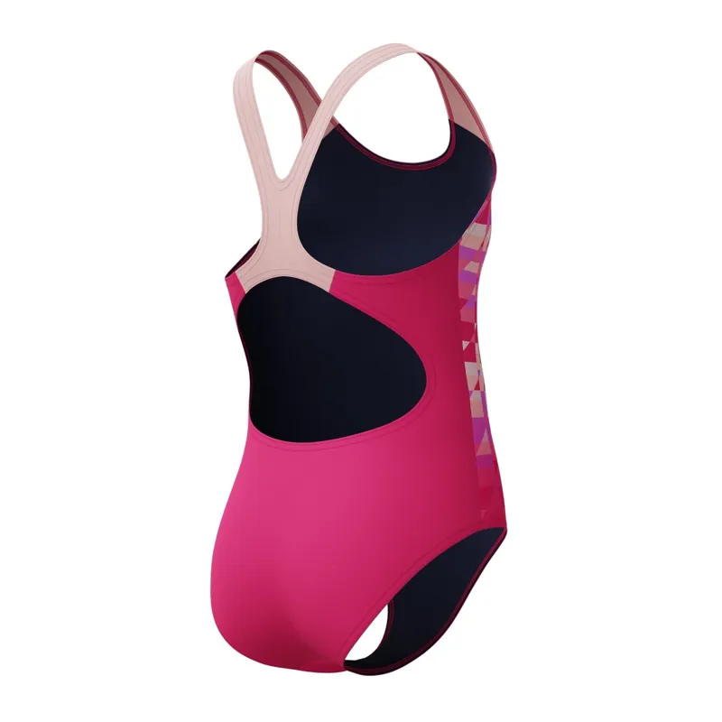 Speedo Girls Printed Splashback Swimsuit Dark Pink-2