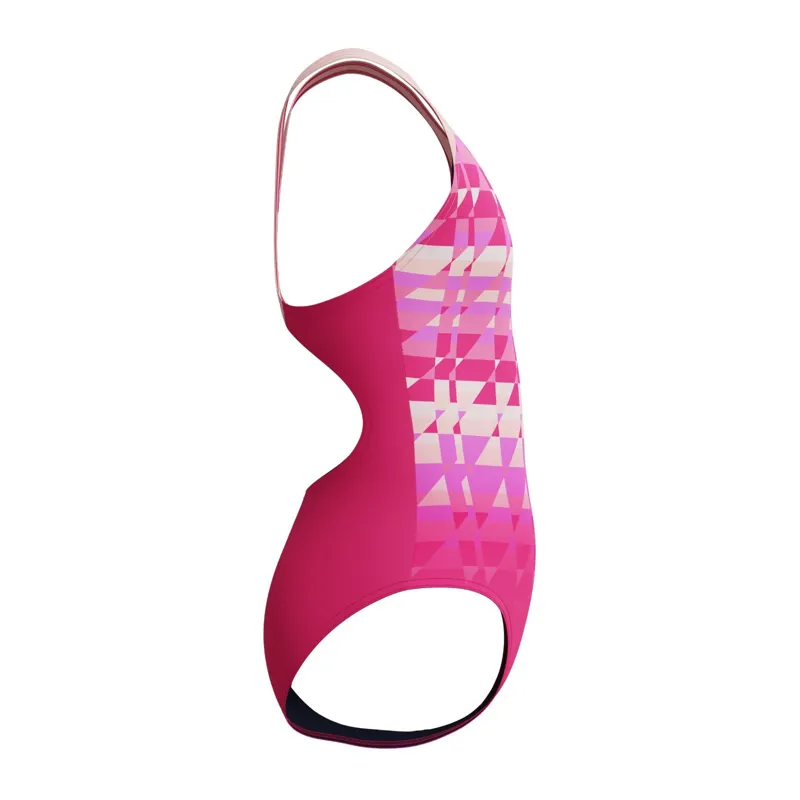 Speedo Girls Printed Splashback Swimsuit Dark Pink-1