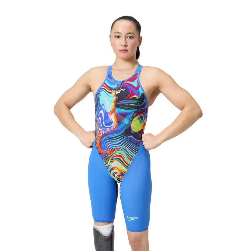 Speedo Ladies Fastskin LZR Pure Valor 2.0 Openback Kneeskin Dark Blue-2