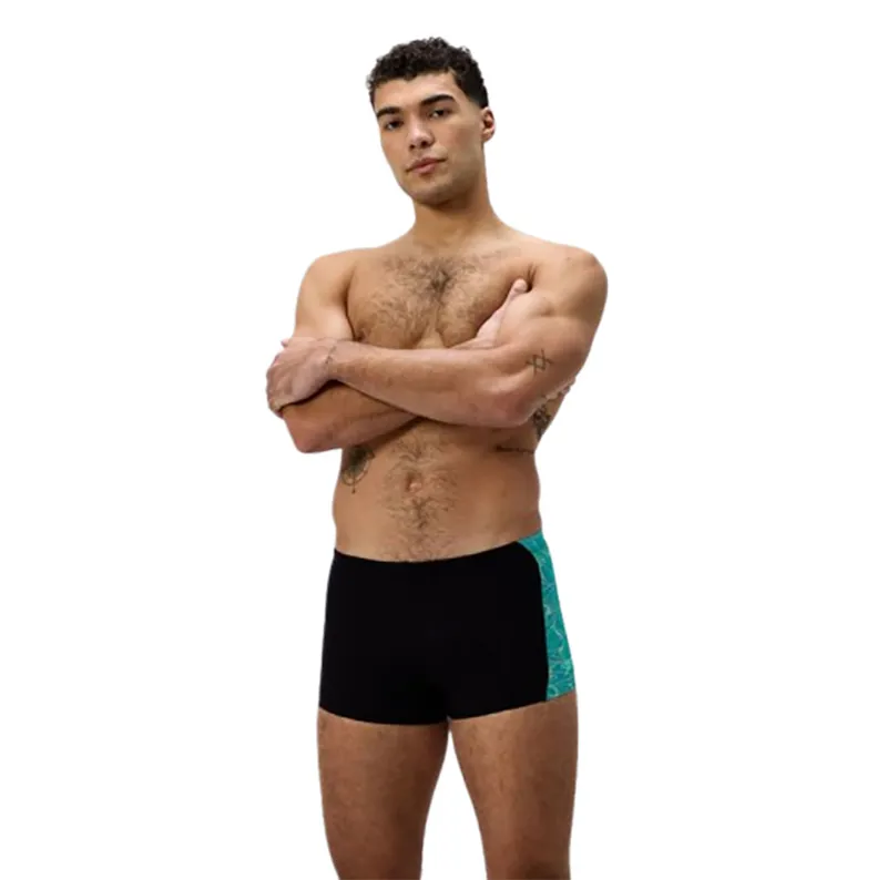 Speedo Men's Hyperboom Panel Aquashort Black/Turquoise Gem