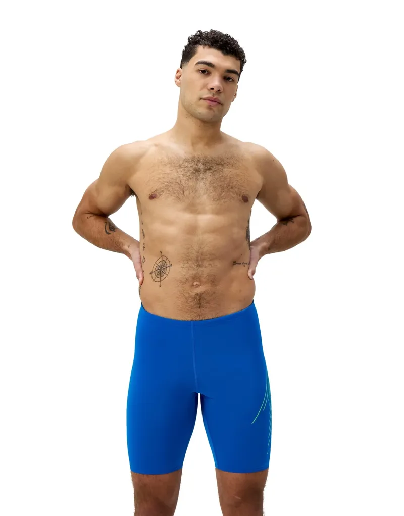 Speedo Men's Hyperboom Placement Jammer Lagoon Blue/Alfalfa Green-3