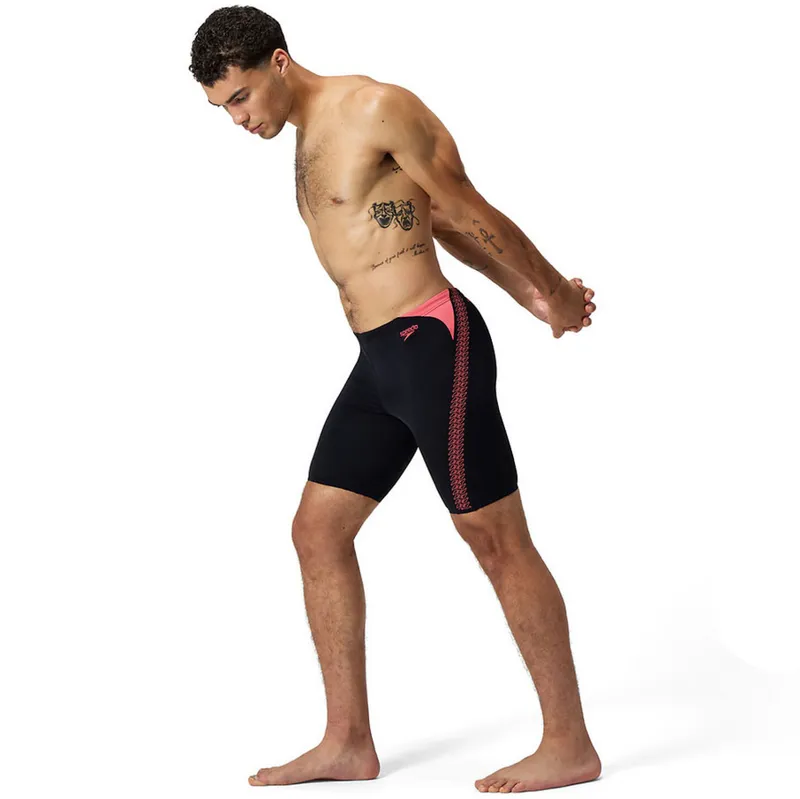 Speedo Men's Hyperboom Splice Jammer Black/Coral Sands-6