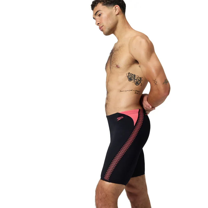 Speedo Men's Hyperboom Splice Jammer Black/Coral Sands-4