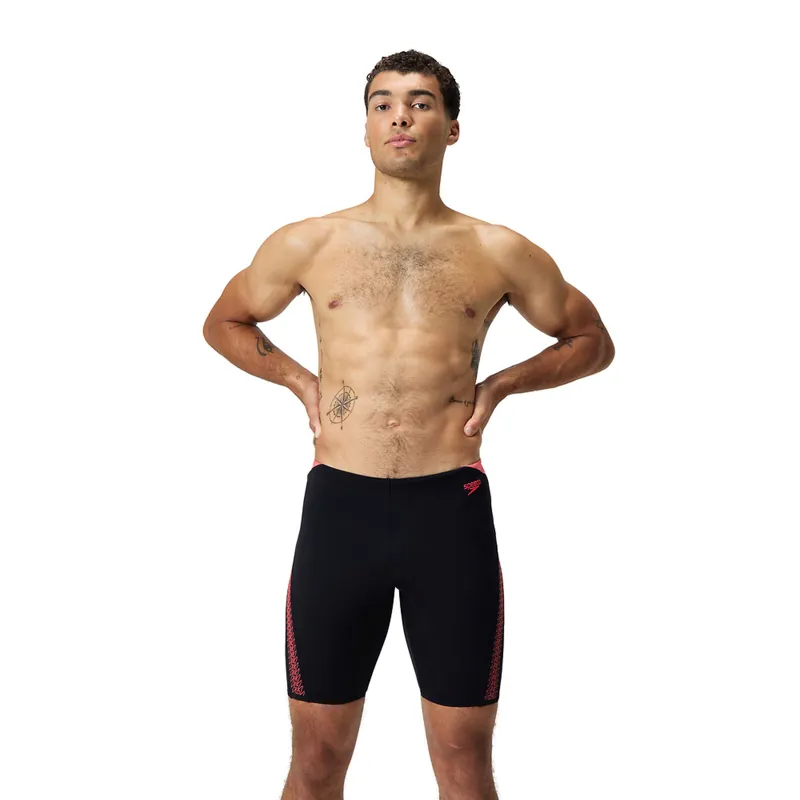 Speedo Men's Hyperboom Splice Jammer Black/Coral Sands-3