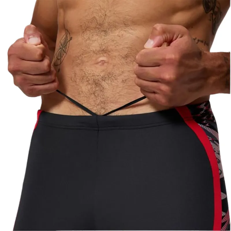 Speedo Men's Hyperboom Splice Mid Jammer Black/Red-4