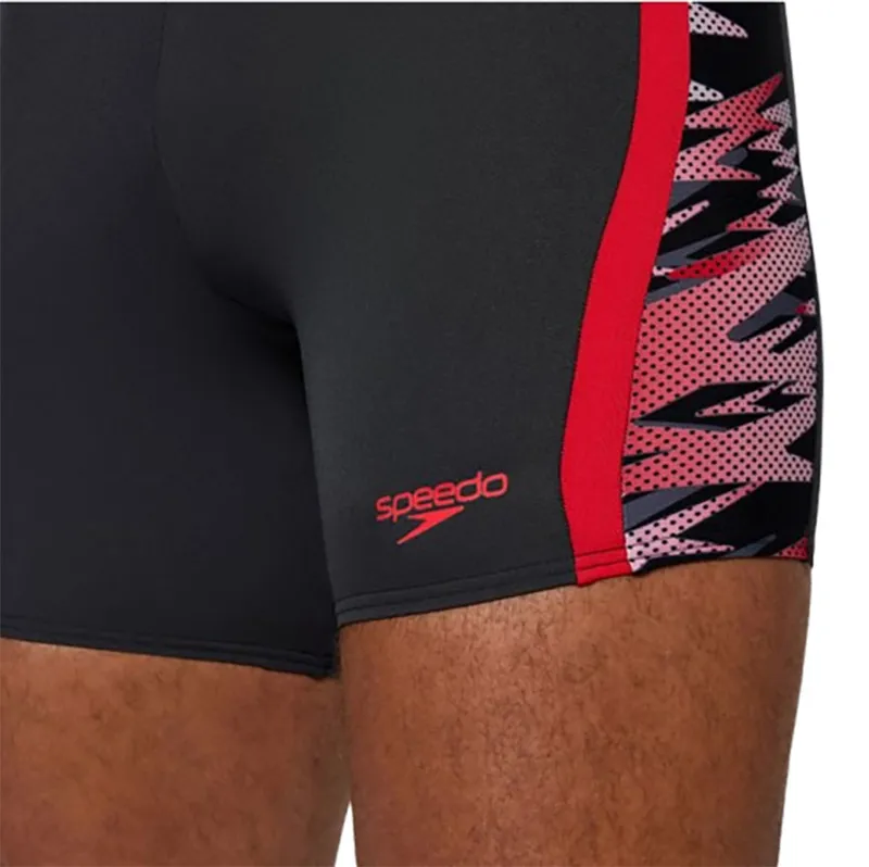 Speedo Men's Hyperboom Splice Mid Jammer Black/Red-3