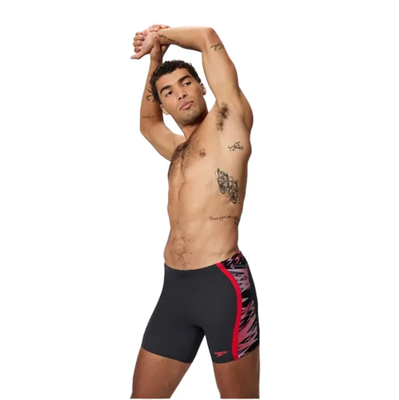 Speedo Men's Hyperboom Splice Mid Jammer Black/Red-2