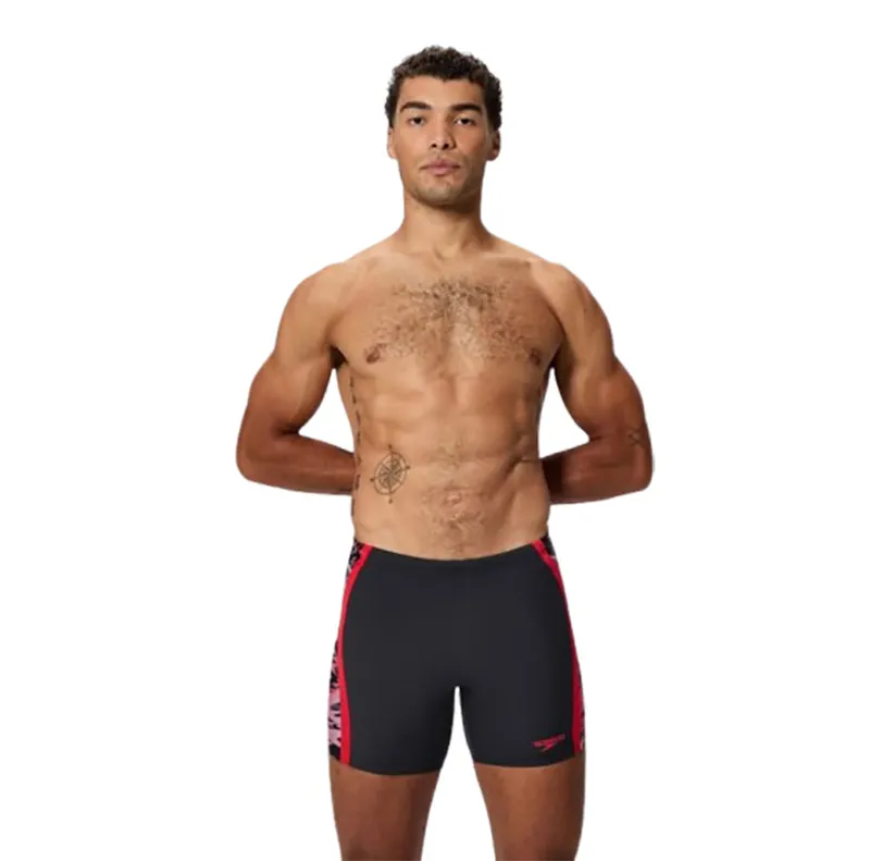 Speedo Men's Hyperboom Splice Mid Jammer Black/Red