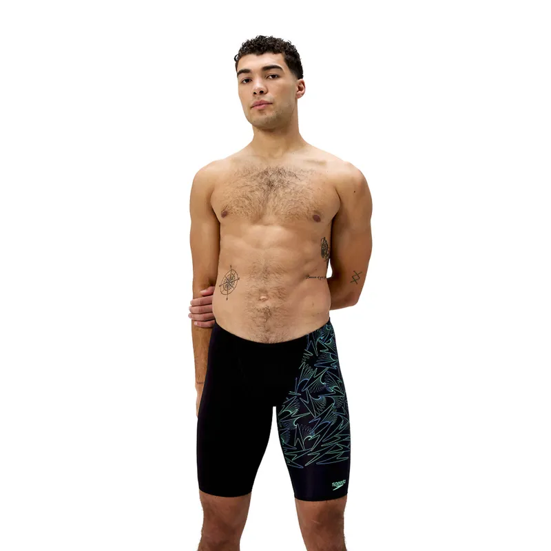 Speedo Men's Hyperboom V-Cut Jammer Black/Alfalfa Green-3