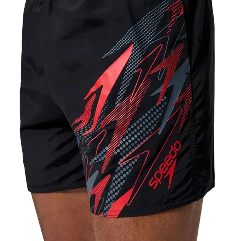 Speedo Men's Medley Logo 16 inch Swim Shorts Black/Red-4