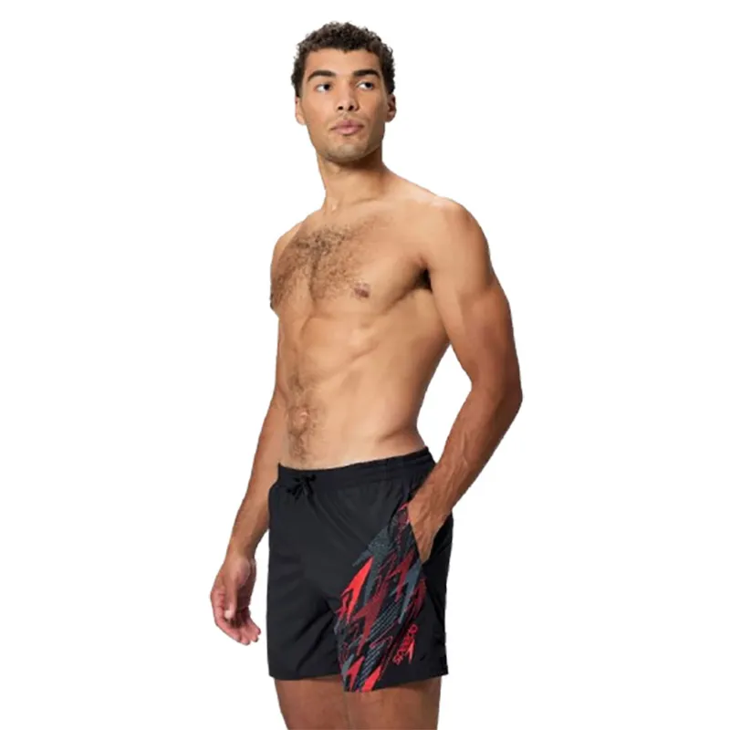 Speedo Men's Medley Logo 16 inch Swim Shorts Black/Red-2