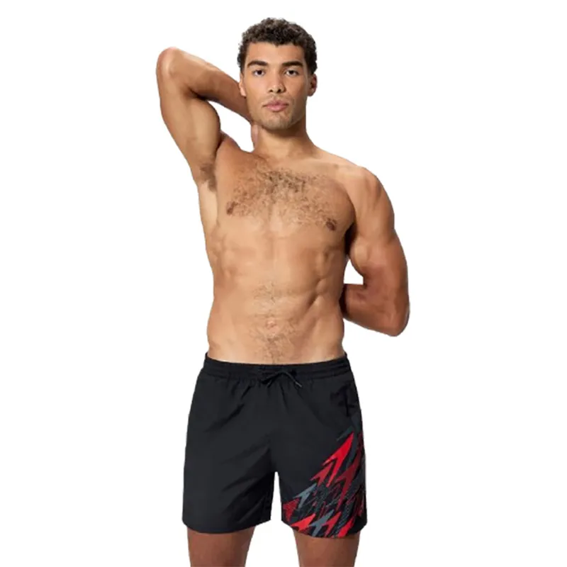 Speedo Men's Medley Logo 16 inch Swim Shorts Black/Red