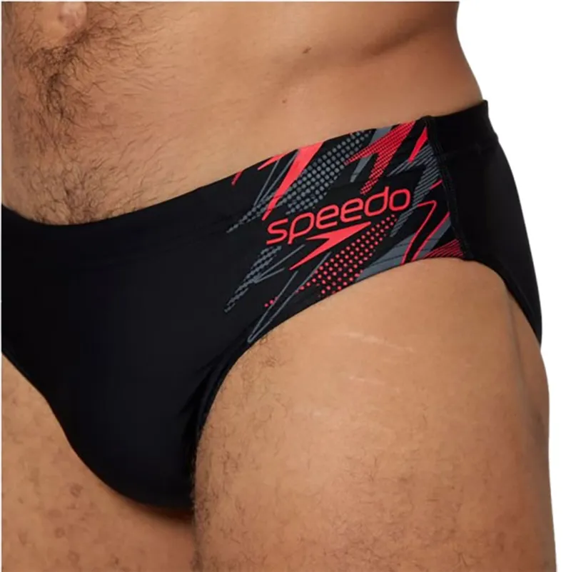 Speedo Men's Medley Logo 7cm Brief Black/Red-3