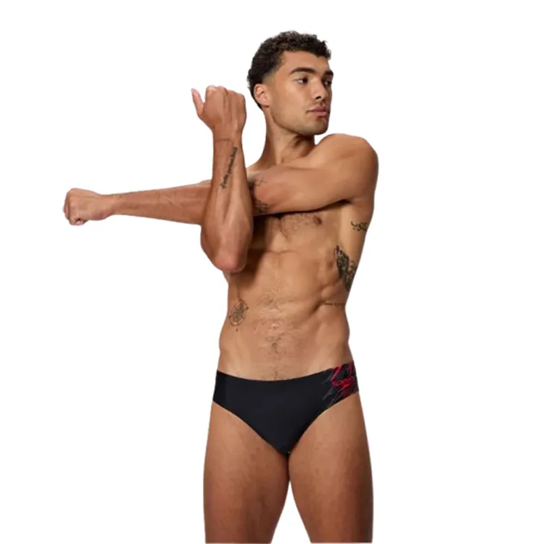 Speedo Men's Medley Logo 7cm Brief Black/Red
