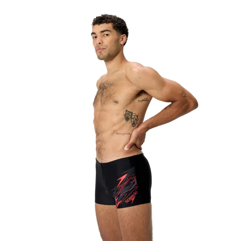 Speedo Men's Medley Logo Aquashort Black/Red-8