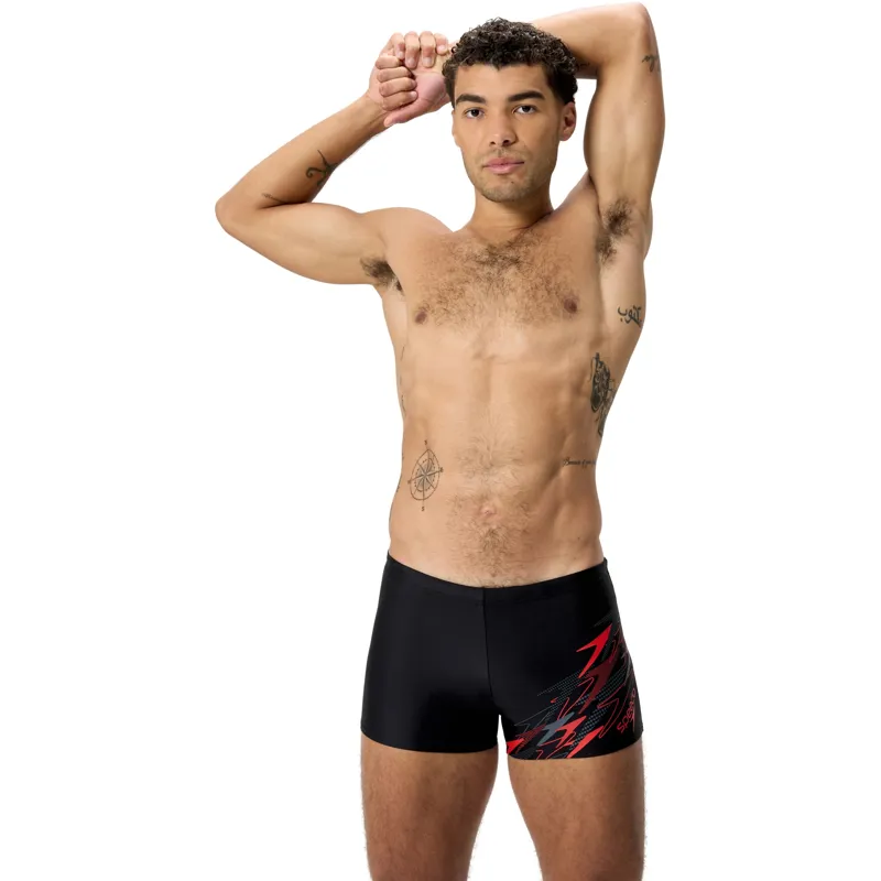 Speedo Men's Medley Logo Aquashort Black/Red-6