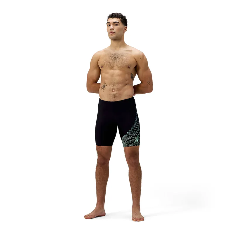 Speedo Men's Medley Logo Jammer Black/Alfalfa Green-6