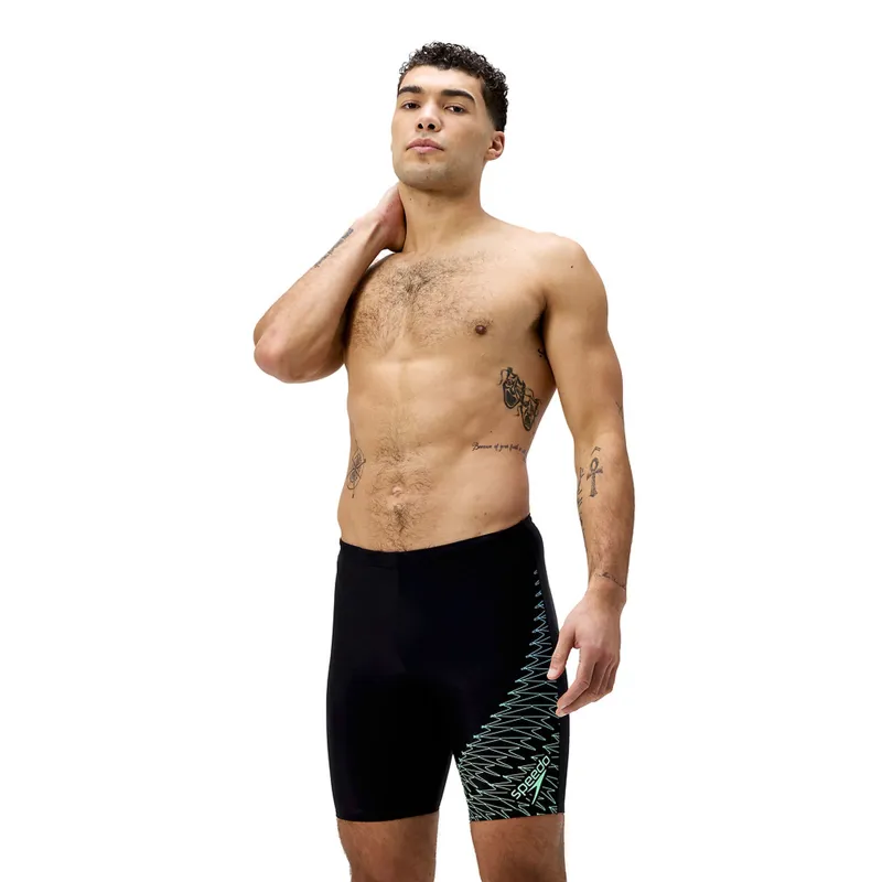Speedo Men's Medley Logo Jammer Black/Alfalfa Green-3