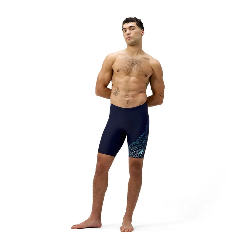 Speedo Men's Medley Logo Jammer Navy/Lagoon Blue-6