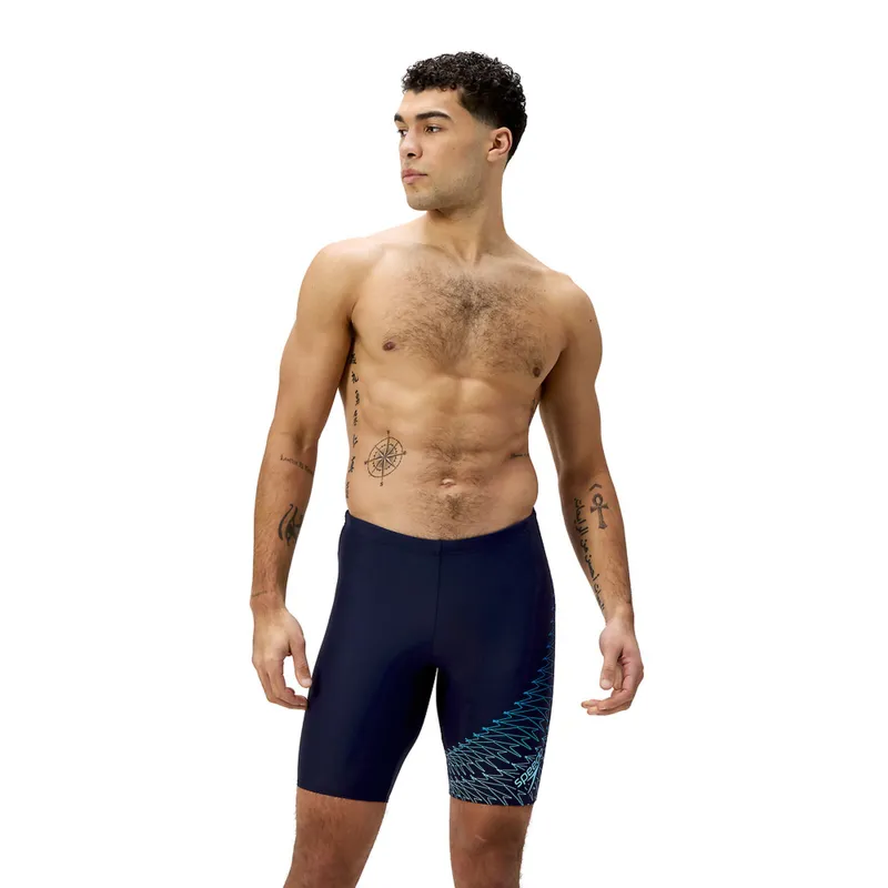 Speedo Men's Medley Logo Jammer Navy/Lagoon Blue-3