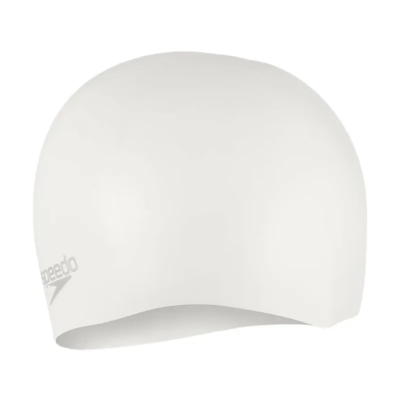 Speedo Plain Moulded Silicone Cap White/Silver-1