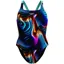 Speedo Women's Allover Printed Leaderback Swimsuit Lava Blur/Black