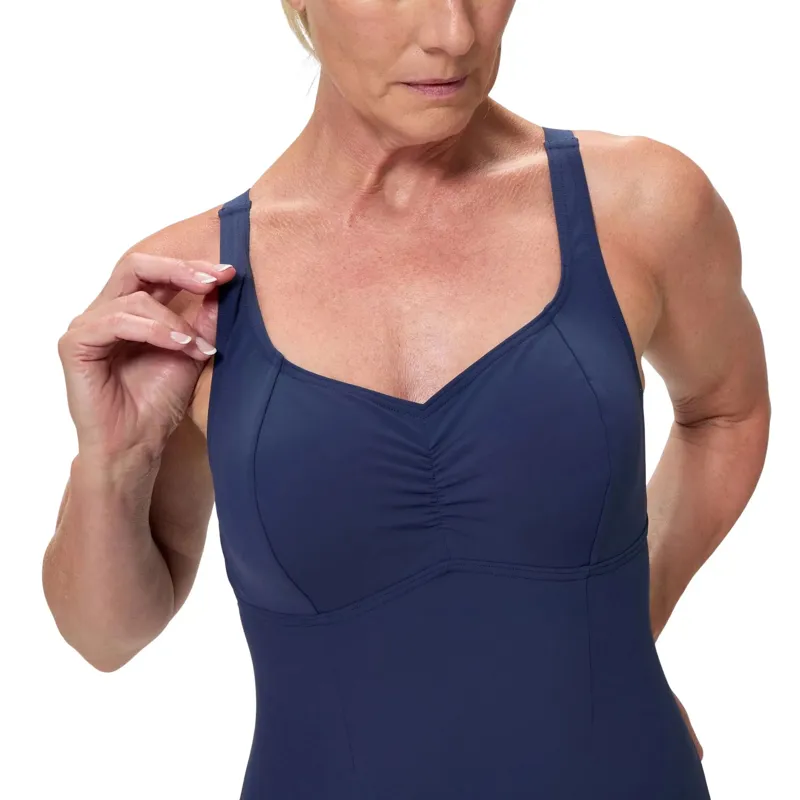 Speedo Women's Aquanite Solid Swimsuit Navy-2