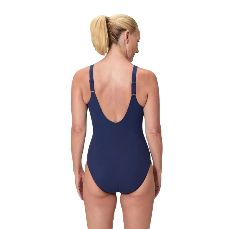 Speedo Women's Aquanite Solid Swimsuit Navy-1