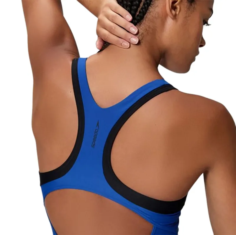 Speedo Women's Colourblock Racerback Swimsuit Dark Blue-4