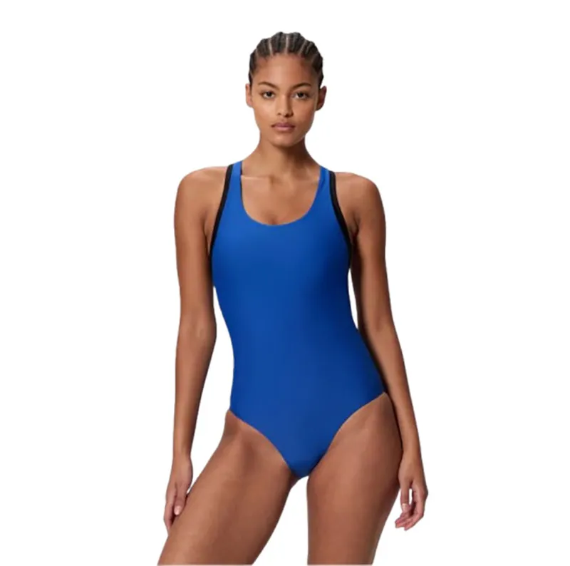 Speedo Women's Colourblock Racerback Swimsuit Dark Blue-1