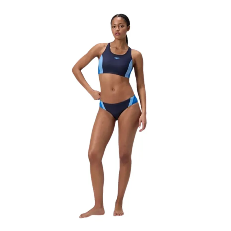 Speedo Women's Colourblock Splice 2 Piece 2.0 Bikini Set Lagoon Blue-4