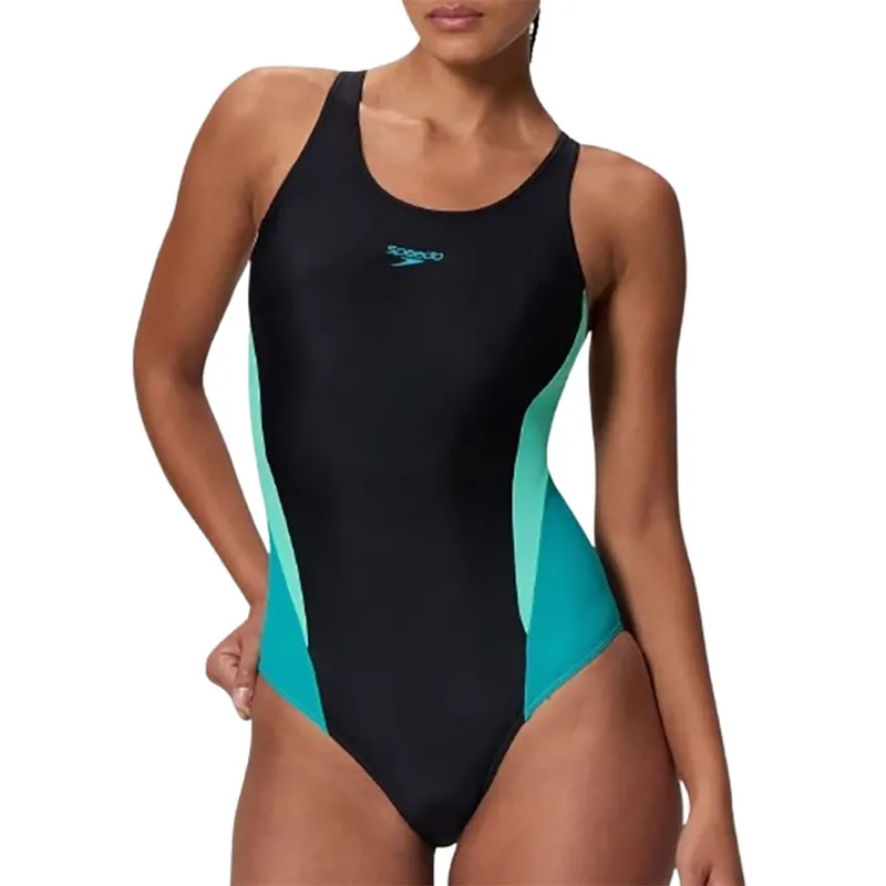 Speedo Women's Colourblock Splice 2.0 Swimsuit Black/Turquoise-4