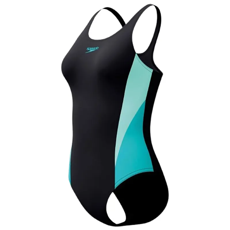 Speedo Women's Colourblock Splice 2.0 Swimsuit Black/Turquoise