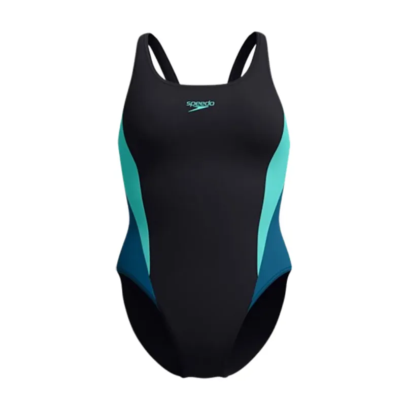 Speedo Women's Colourblock Splice 2.0 Swimsuit Black/Turquoise-2