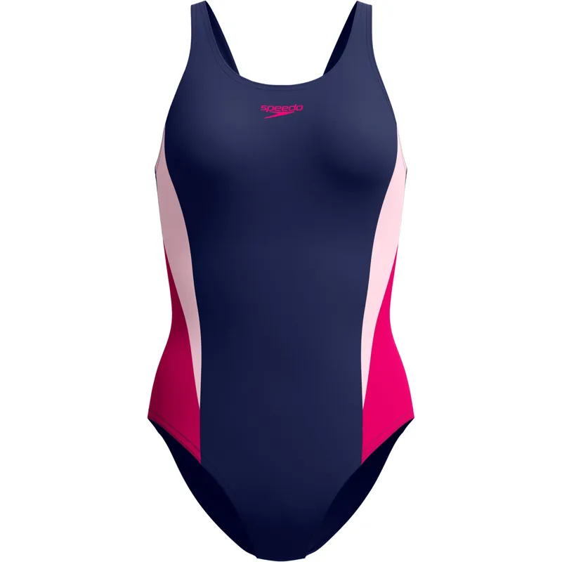Speedo Women's Colourblock Splice 2.0 Swimsuit Navy/Pink-3