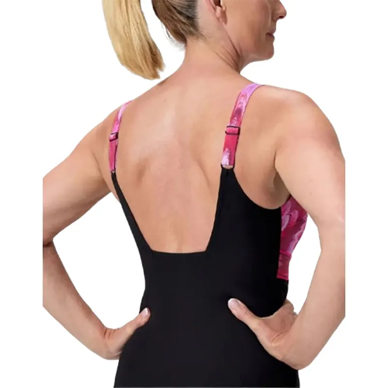 Speedo Women's Contour Eclipse Printed Swimsuit Black/Pink-5