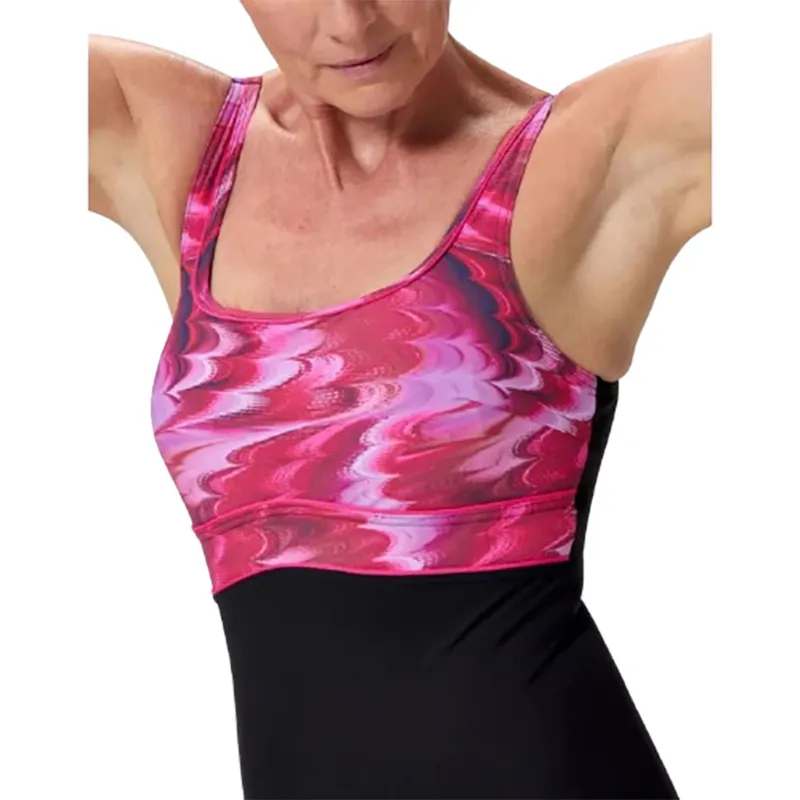 Speedo Women's Contour Eclipse Printed Swimsuit Black/Pink-4