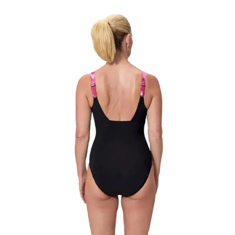 Speedo Women's Contour Eclipse Printed Swimsuit Black/Pink-2