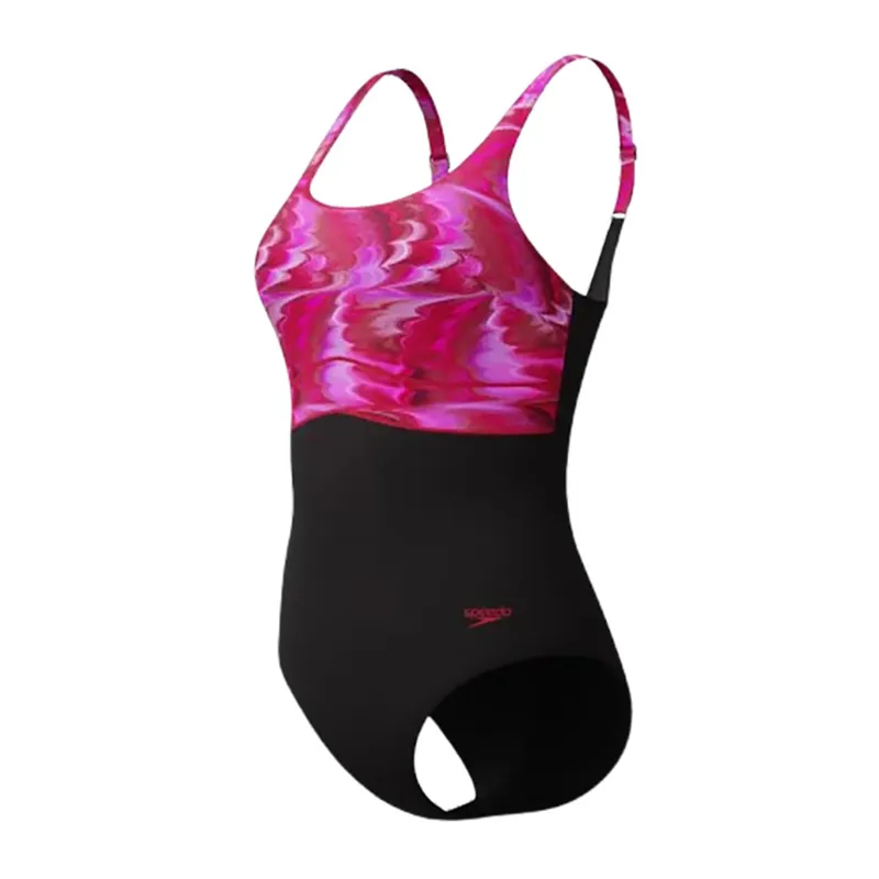 Speedo Women's Contour Eclipse Printed Swimsuit Black/Pink