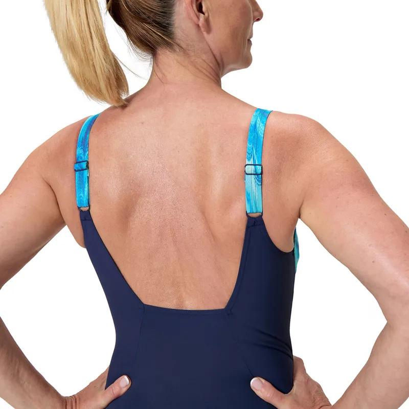 Speedo Women's Contour Eclipse Printed Swimsuit Navy/Blue-6