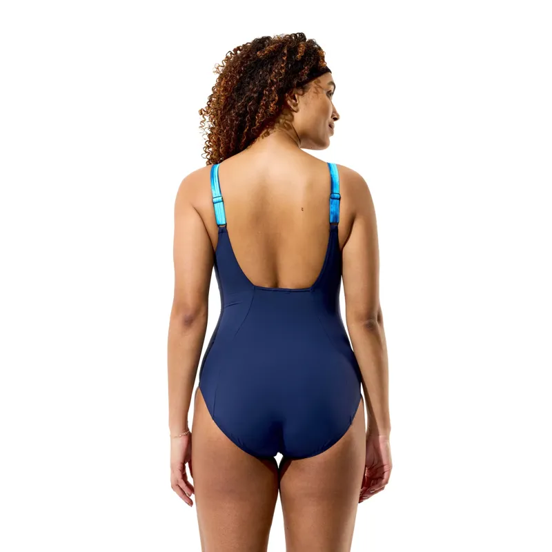 Speedo Women's Contour Eclipse Printed Swimsuit Peacoat/Lavender/Night-5